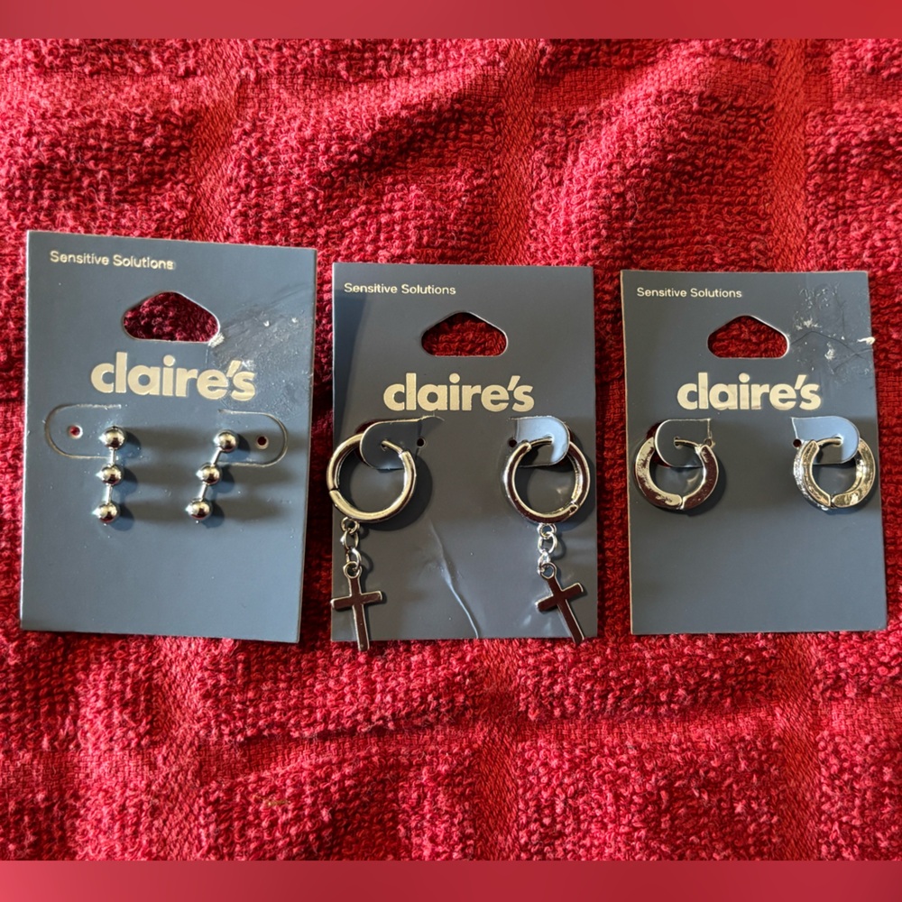 Earrings Sensitive Solutions Silver Lot Bundle‎ Claire’s